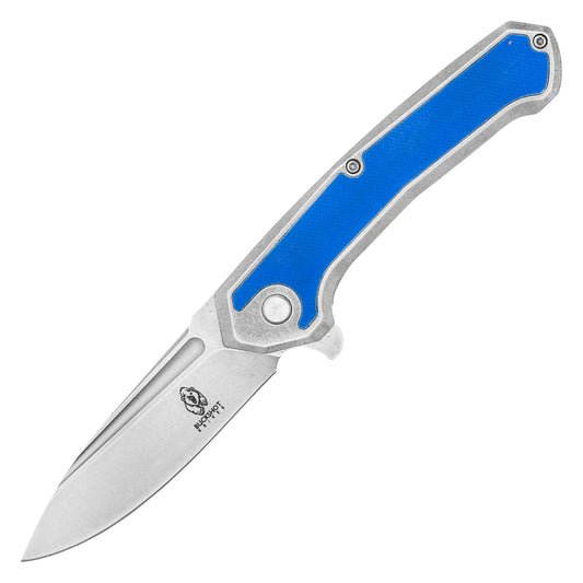Buckshot Knives - 8" Blue Stonewashed D2 Steel | Ball Bearing Pocket Knife