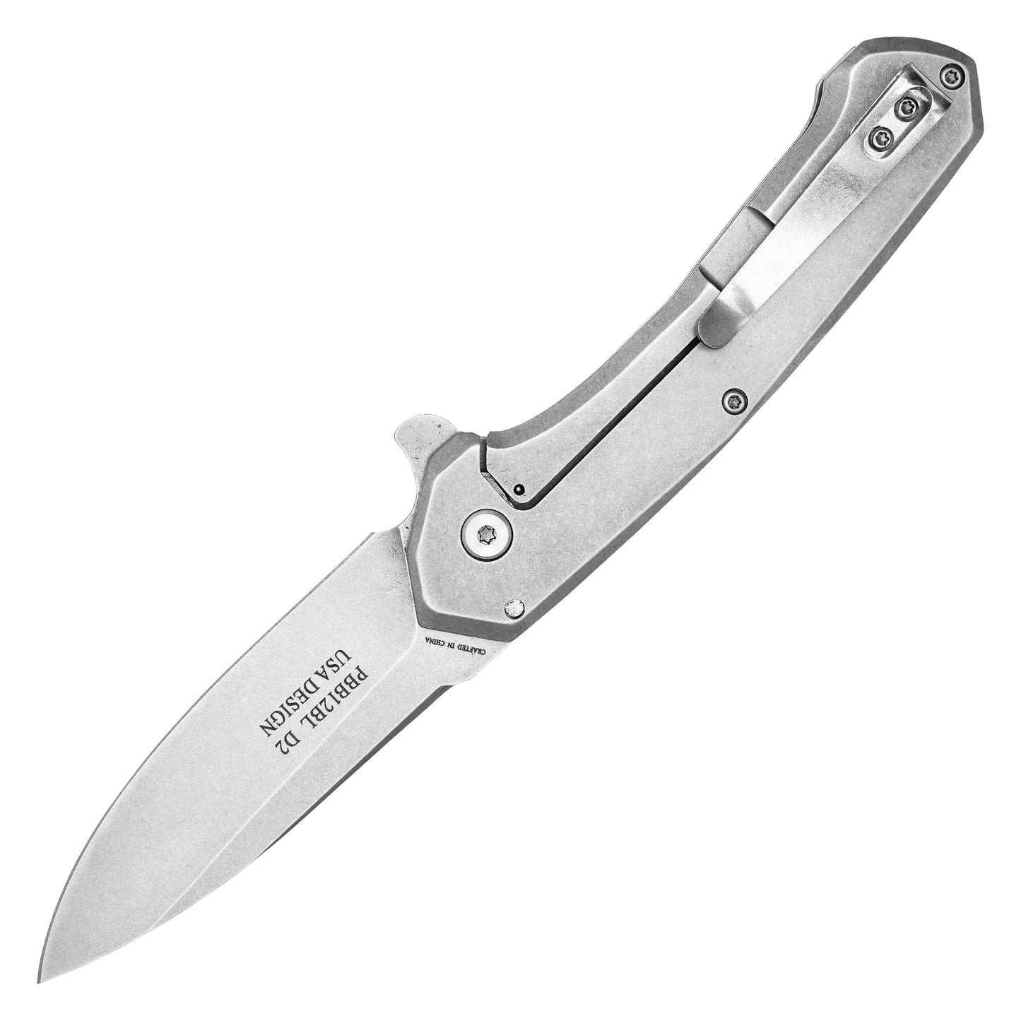 Buckshot Knives - 8" Blue Stonewashed D2 Steel | Ball Bearing Pocket Knife
