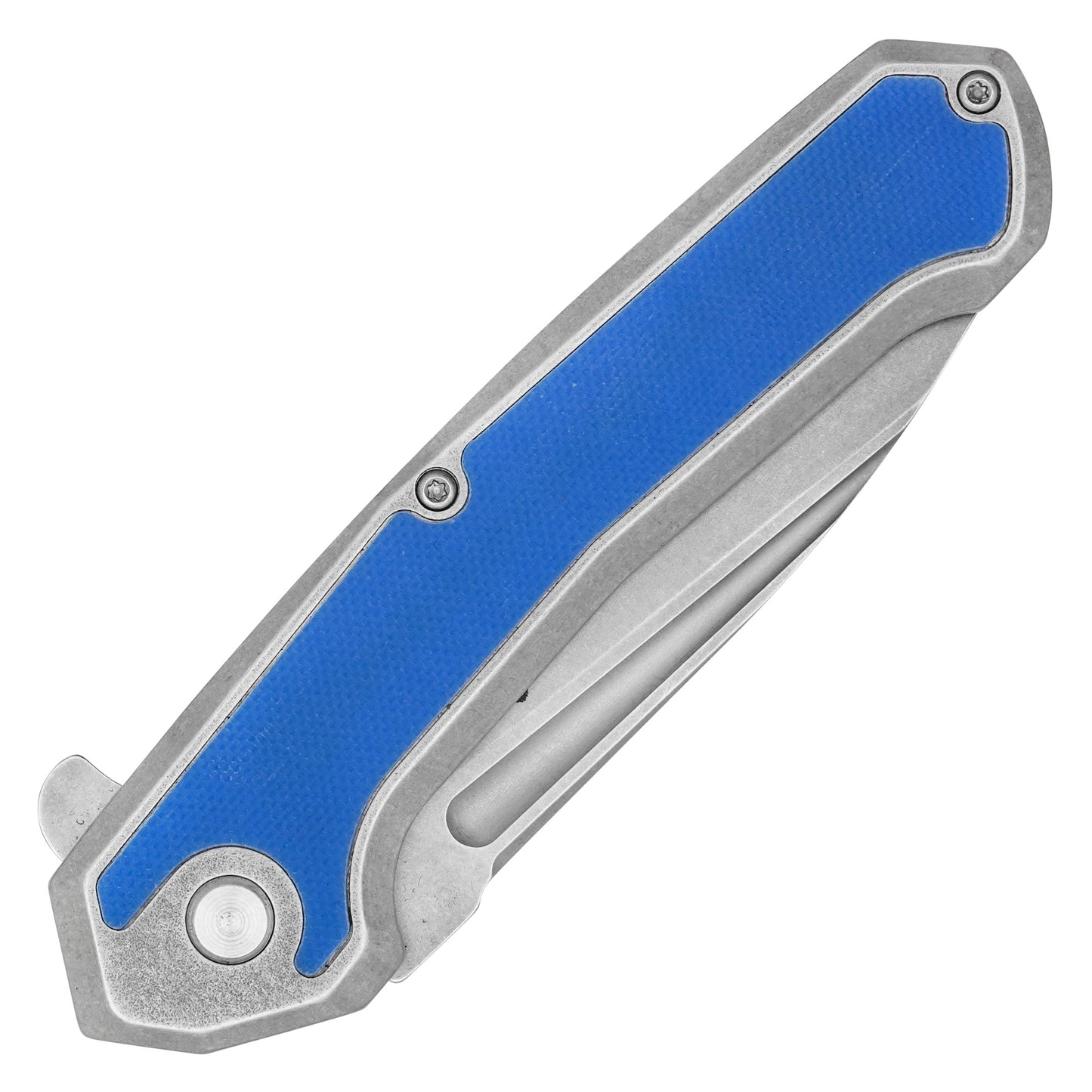 Buckshot Knives - 8" Blue Stonewashed D2 Steel | Ball Bearing Pocket Knife