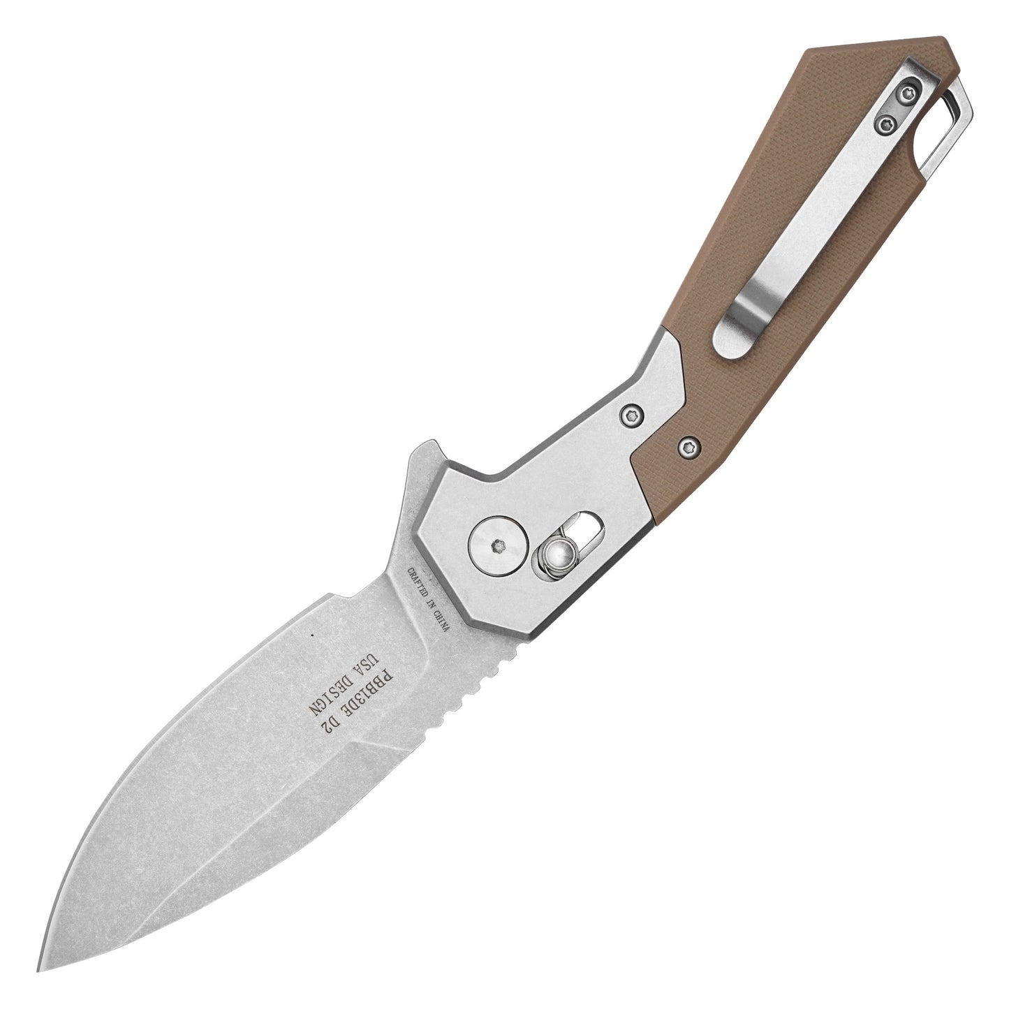 Buckshot Knives - 8.5” Tan D2 | Ball Bearing Pocket Knife