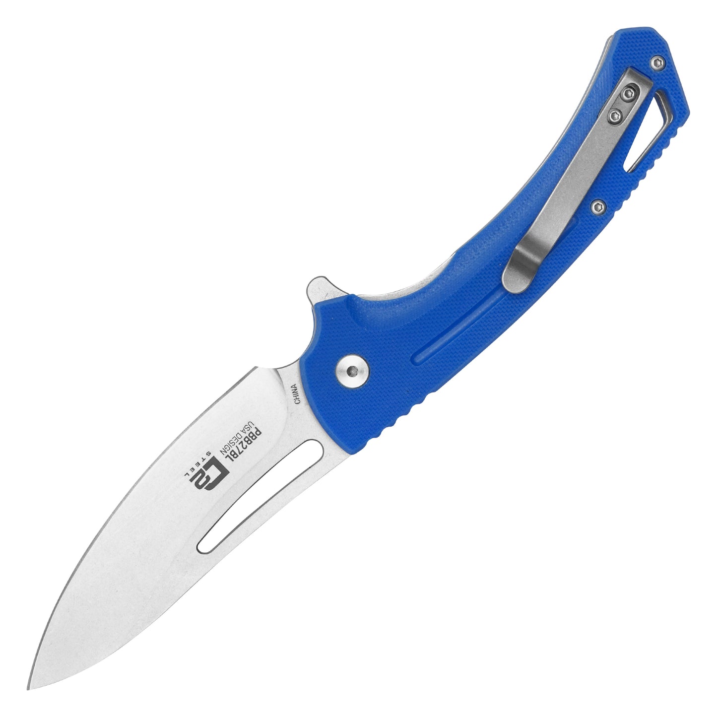 Buckshot Knives – 8.25" Perforated Blue D2 | Ball Bearing Pocket Knife