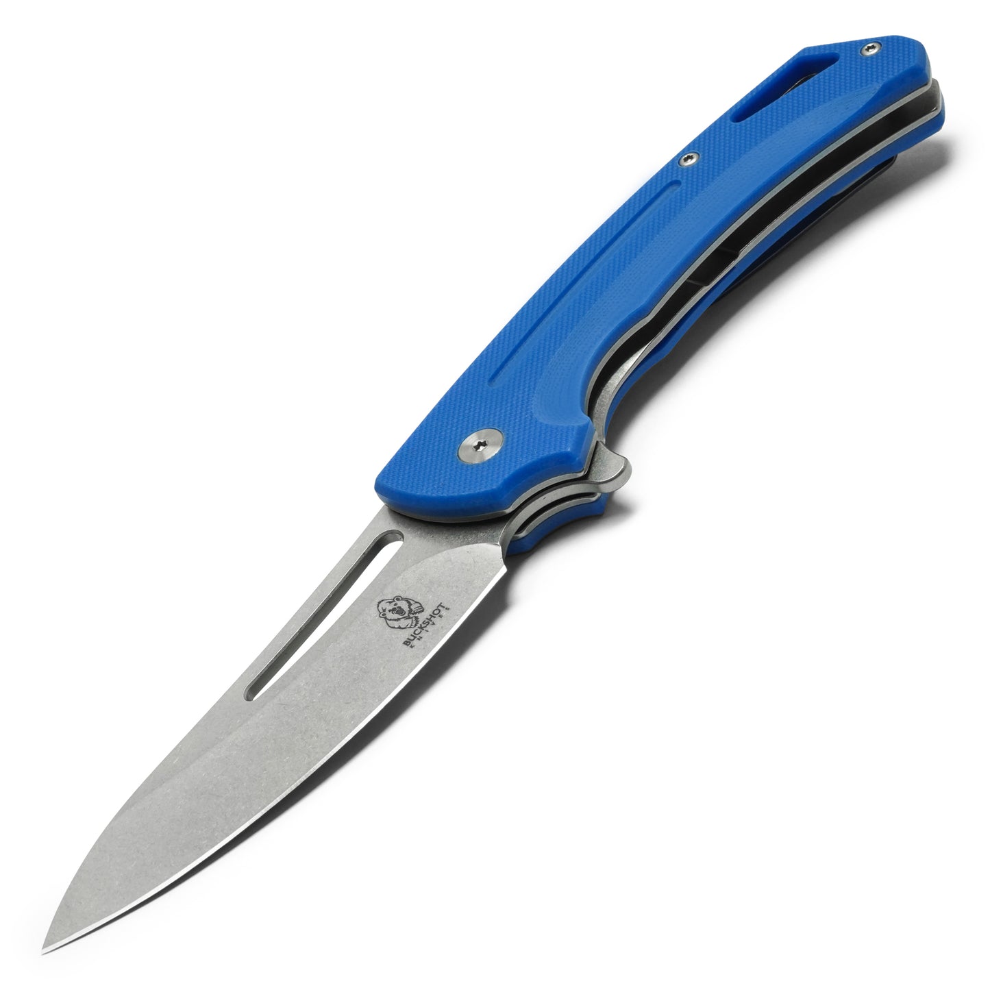 Buckshot Knives – 8.25" Perforated Blue D2 | Ball Bearing Pocket Knife