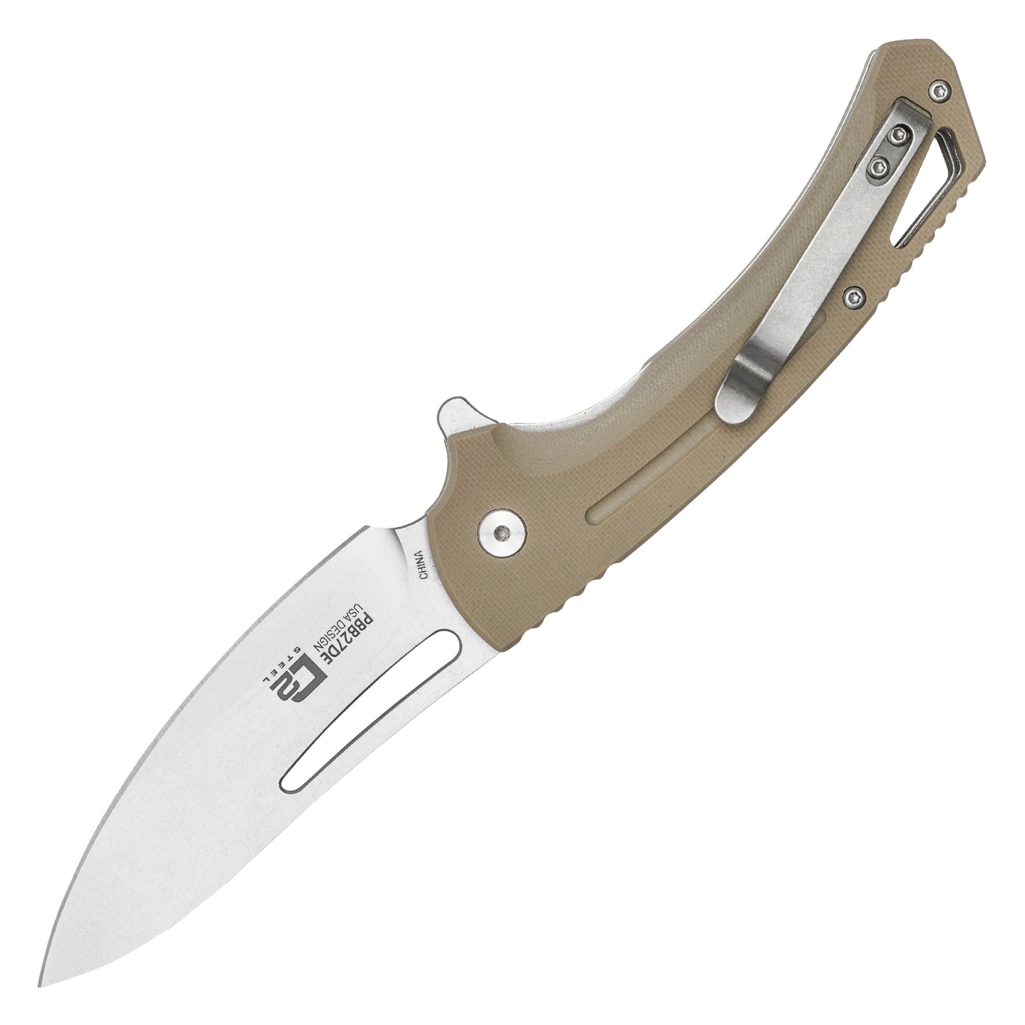 Buckshot Knives – 8.25" Desert Tan D2 | Ball Bearing Pocket Knife