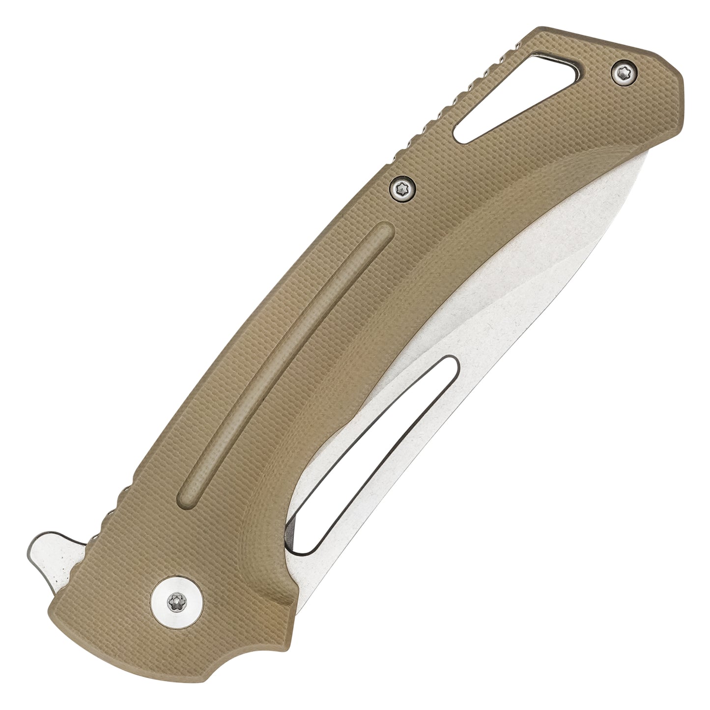 Buckshot Knives – 8.25" Desert Tan D2 | Ball Bearing Pocket Knife