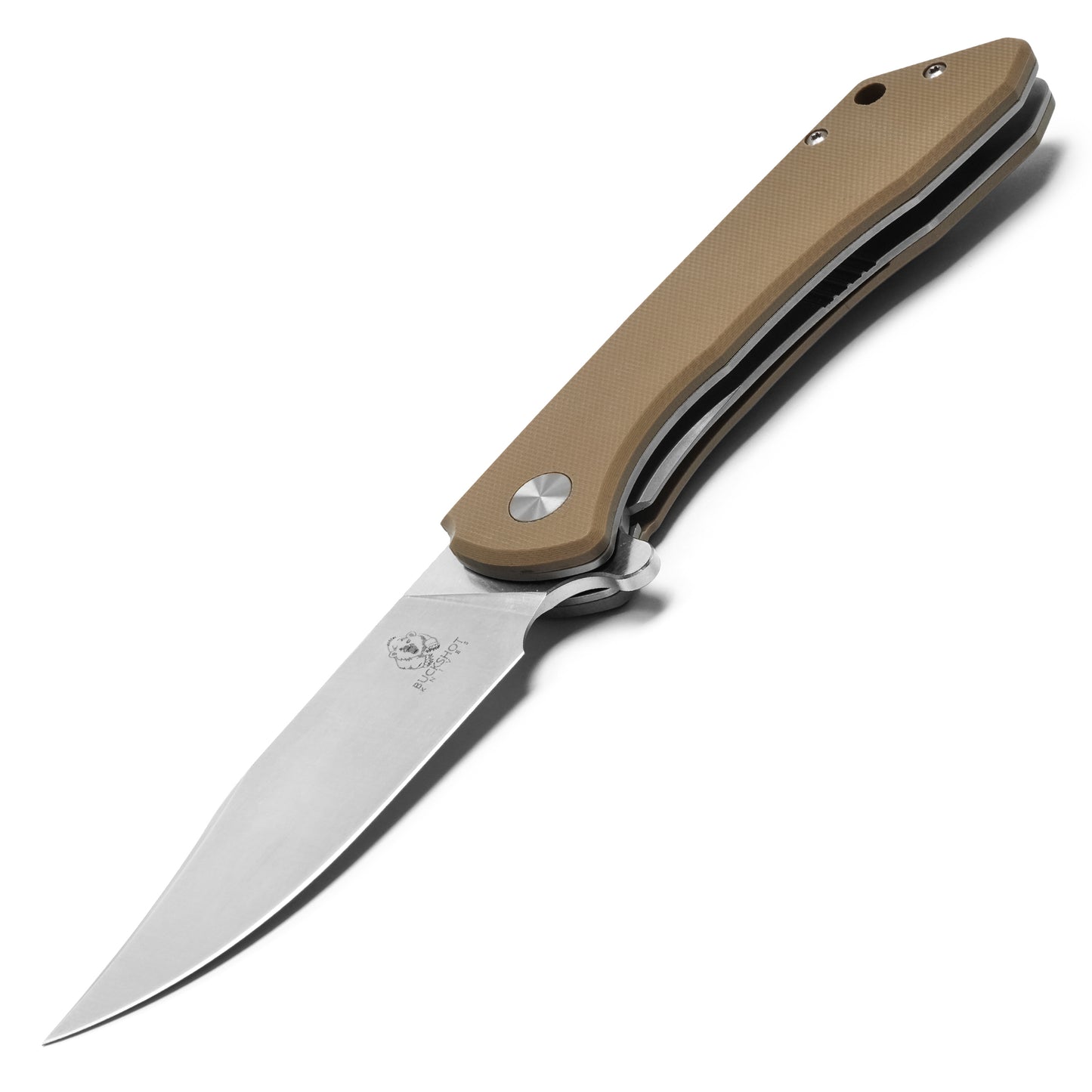 Buckshot Knives – 8.5" Desert Tan D2 | Ball Bearing Pocket Knife