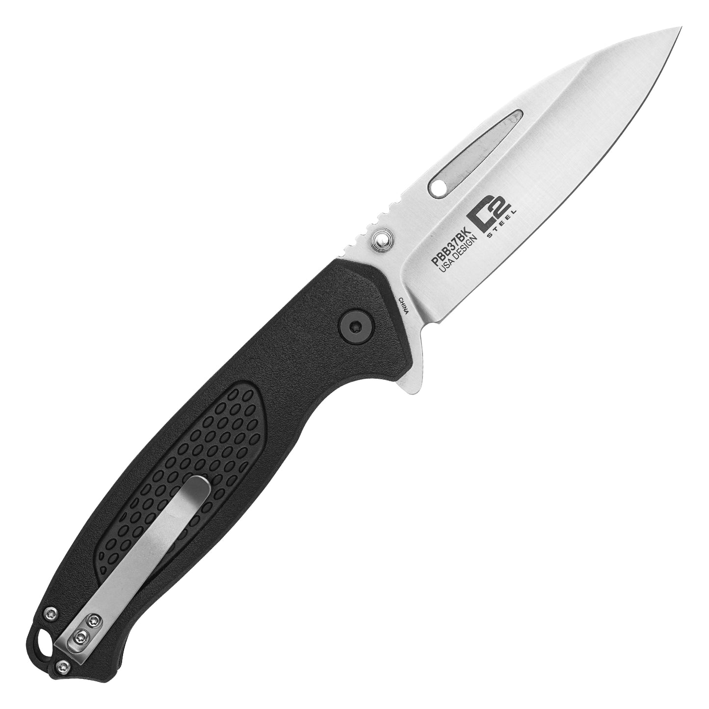 Buckshot Knives - 8.25" D2 Black Textured | Ball Bearing Pocket Knife
