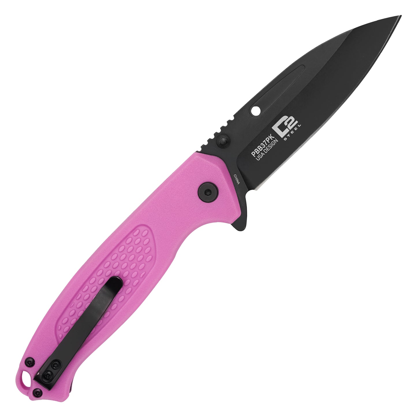 Buckshot Knives - 8.25" D2 Pink Textured | Ball Bearing Pocket Knife