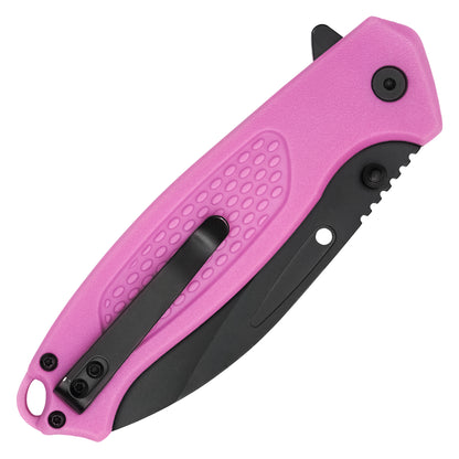 Buckshot Knives - 8.25" D2 Pink Textured | Ball Bearing Pocket Knife