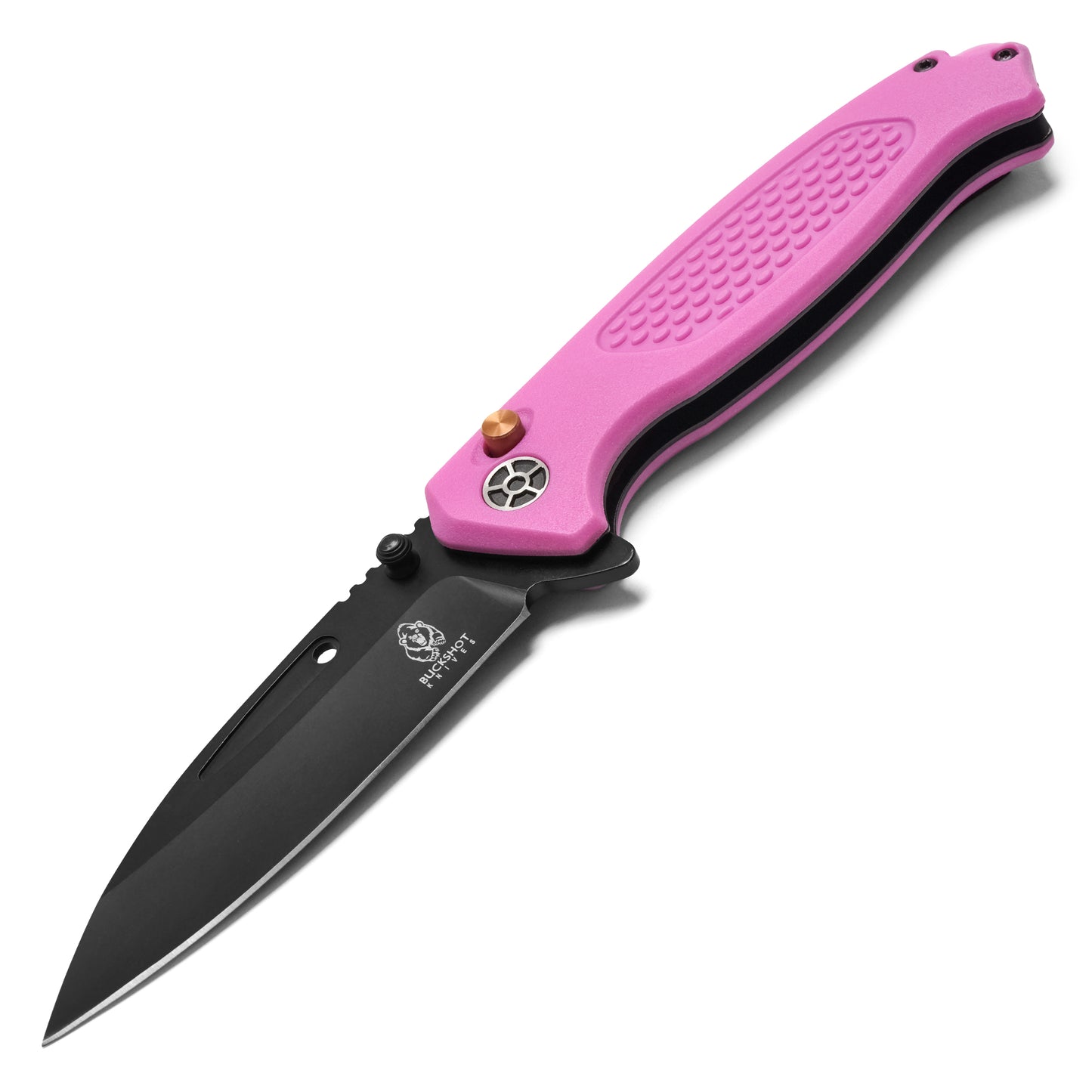 Buckshot Knives - 8.25" D2 Pink Textured | Ball Bearing Pocket Knife