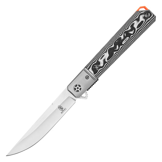Buckshot Knives - 8.5" D2 White Ripple G10 | Ball Bearing Pocket Knife