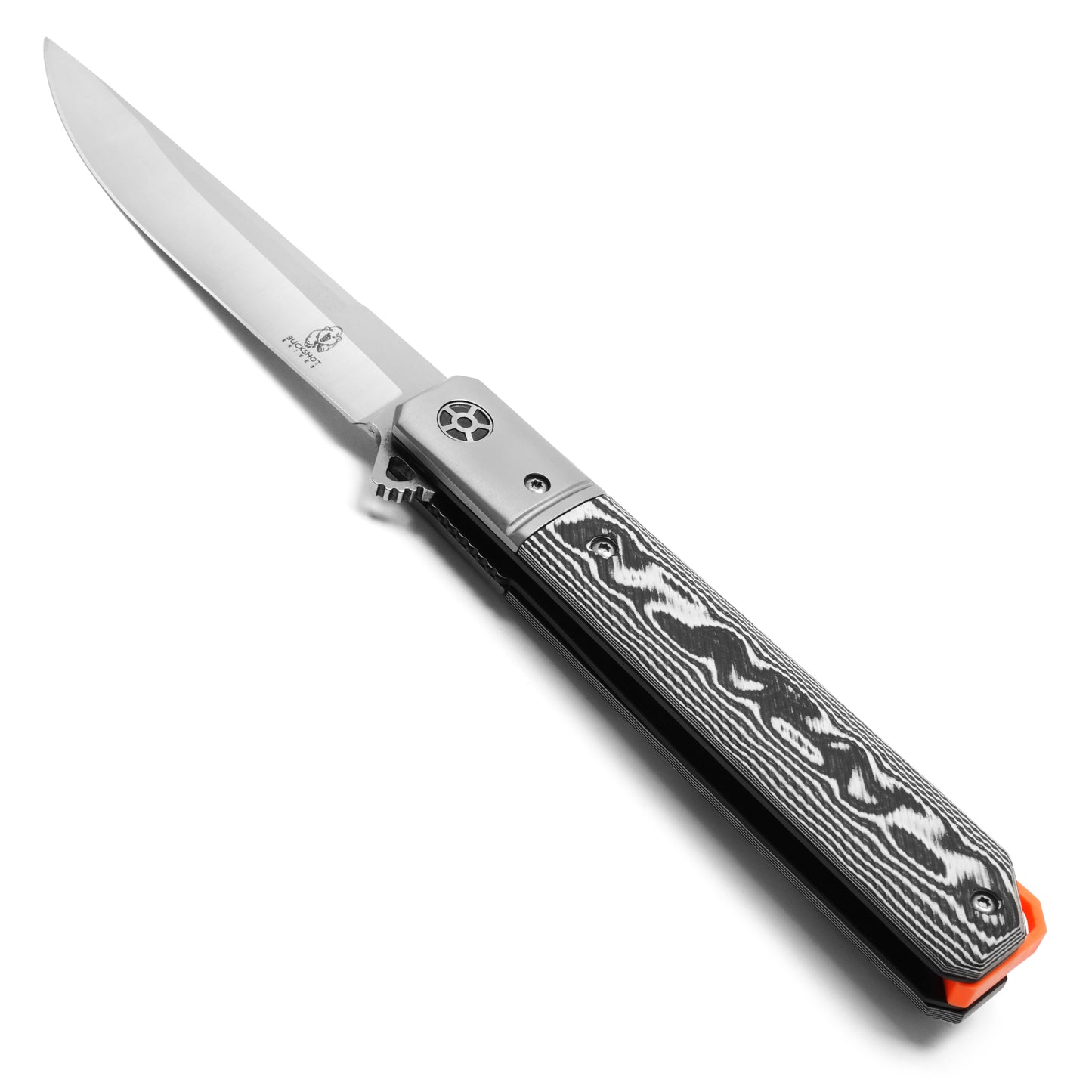 Buckshot Knives - 8.5" D2 White Ripple G10 | Ball Bearing Pocket Knife