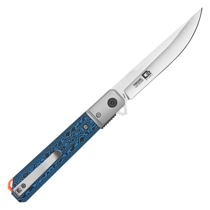 Buckshot Knives - 8.5" D2 Blue Ripple G10 | Ball Bearing Pocket Knife
