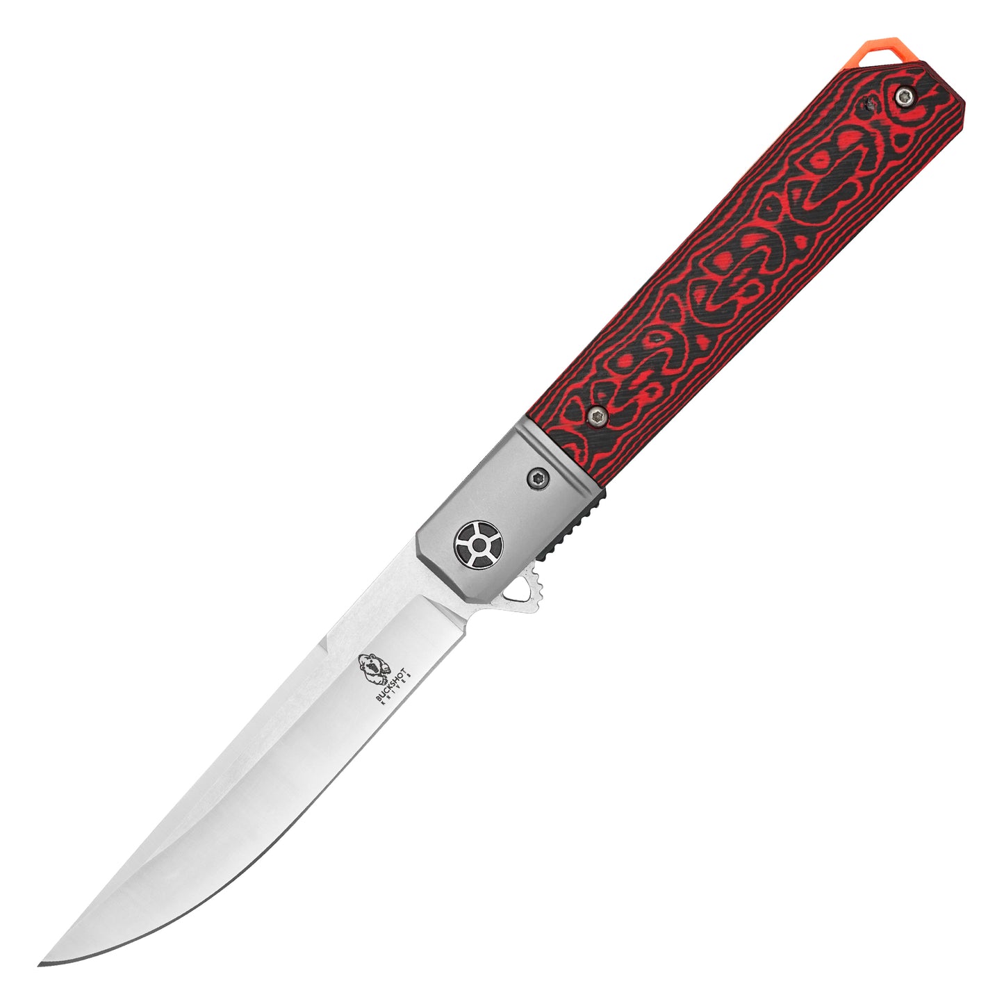 Buckshot Knives - 8.5" D2 Red Ripple G10 | Ball Bearing Pocket Knife