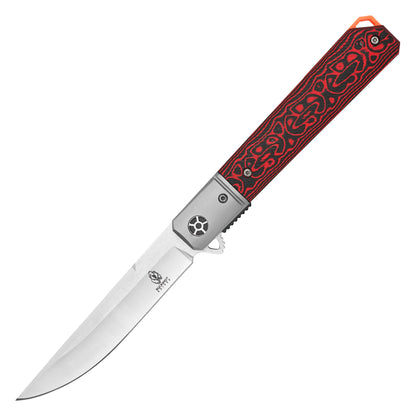 Buckshot Knives - 8.5" D2 Red Ripple G10 | Ball Bearing Pocket Knife