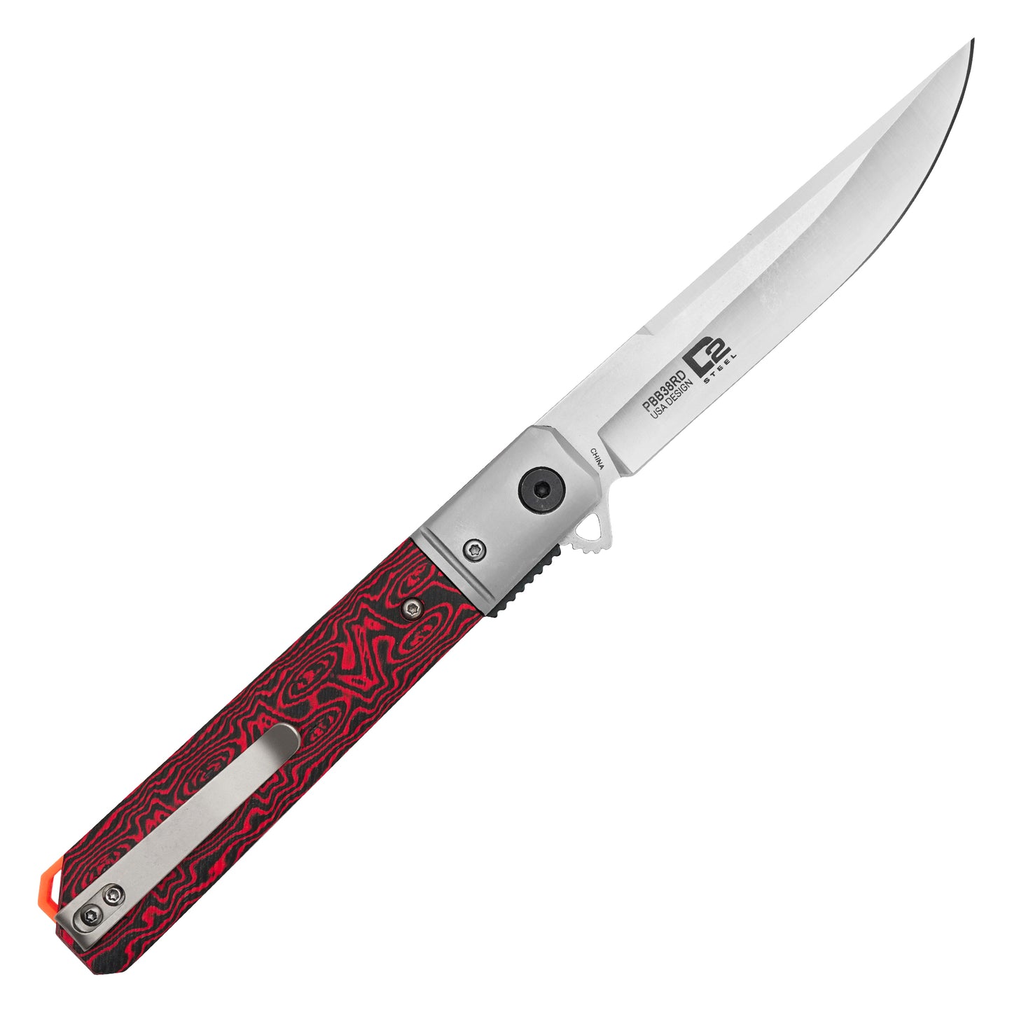 Buckshot Knives - 8.5" D2 Red Ripple G10 | Ball Bearing Pocket Knife