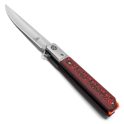 Buckshot Knives - 8.5" D2 Red Ripple G10 | Ball Bearing Pocket Knife