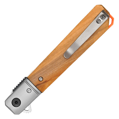 Buckshot Knives - 8.5" D2 Natural Wood | Ball Bearing Pocket Knife