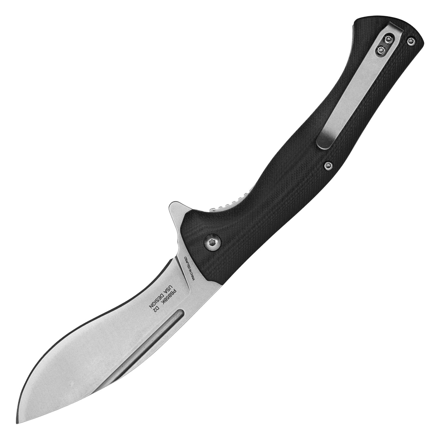 Buckshot Knives - 8.75" Black D2 Kukri Style | Ball Bearing Pocket Knife