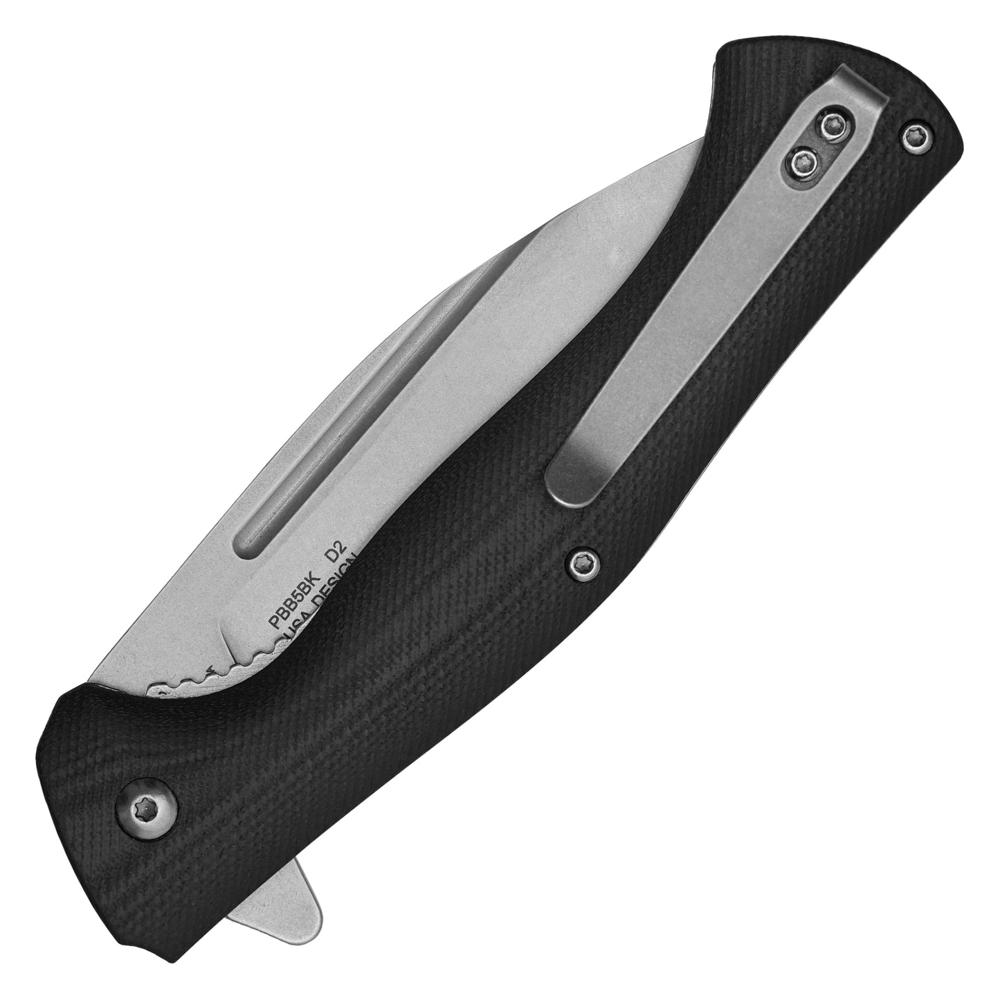 Buckshot Knives - 8.75" Black D2 Kukri Style | Ball Bearing Pocket Knife