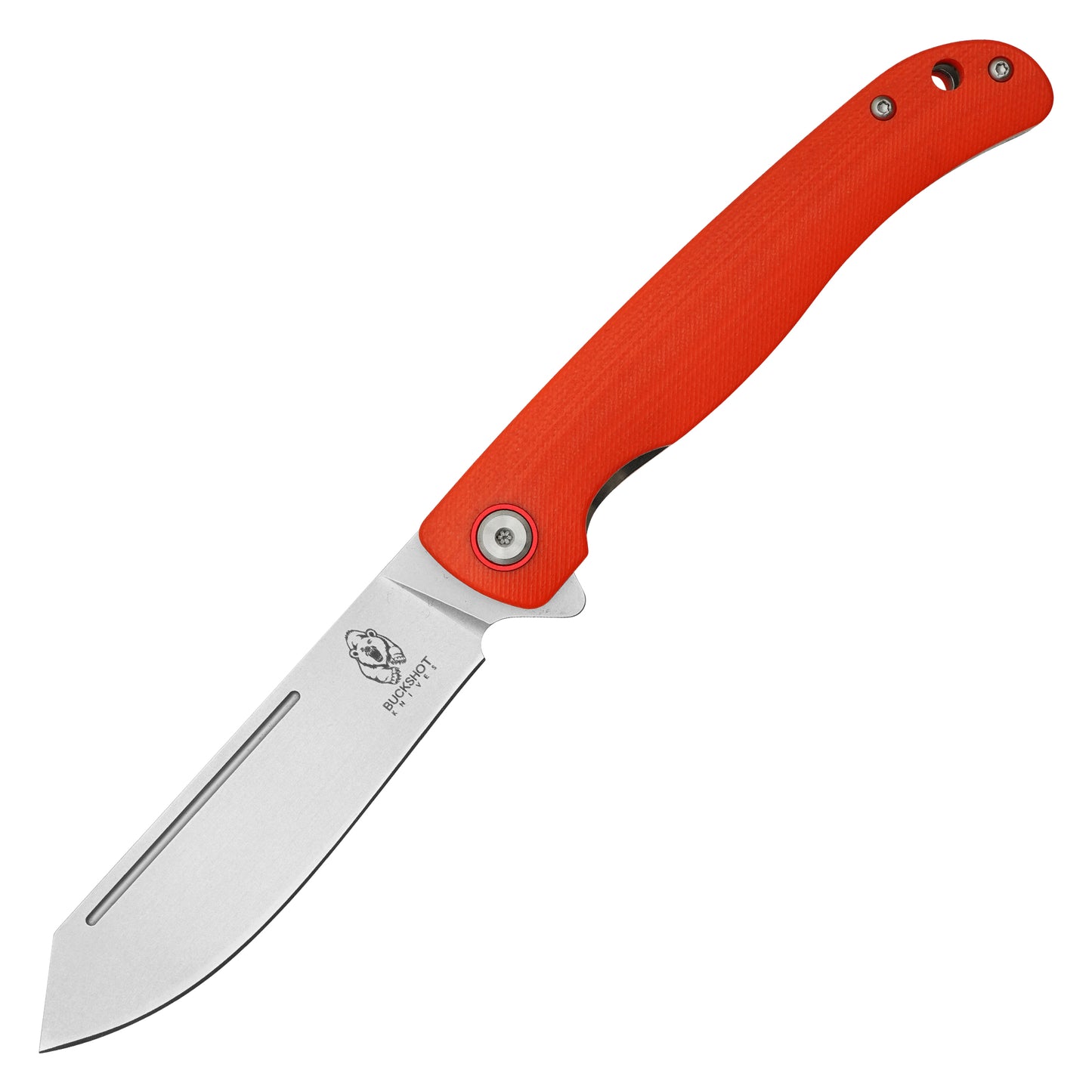 Buckshot Knives - 8.25" Orange Textured D2 Steel | Ball Bearing Pocket Knife
