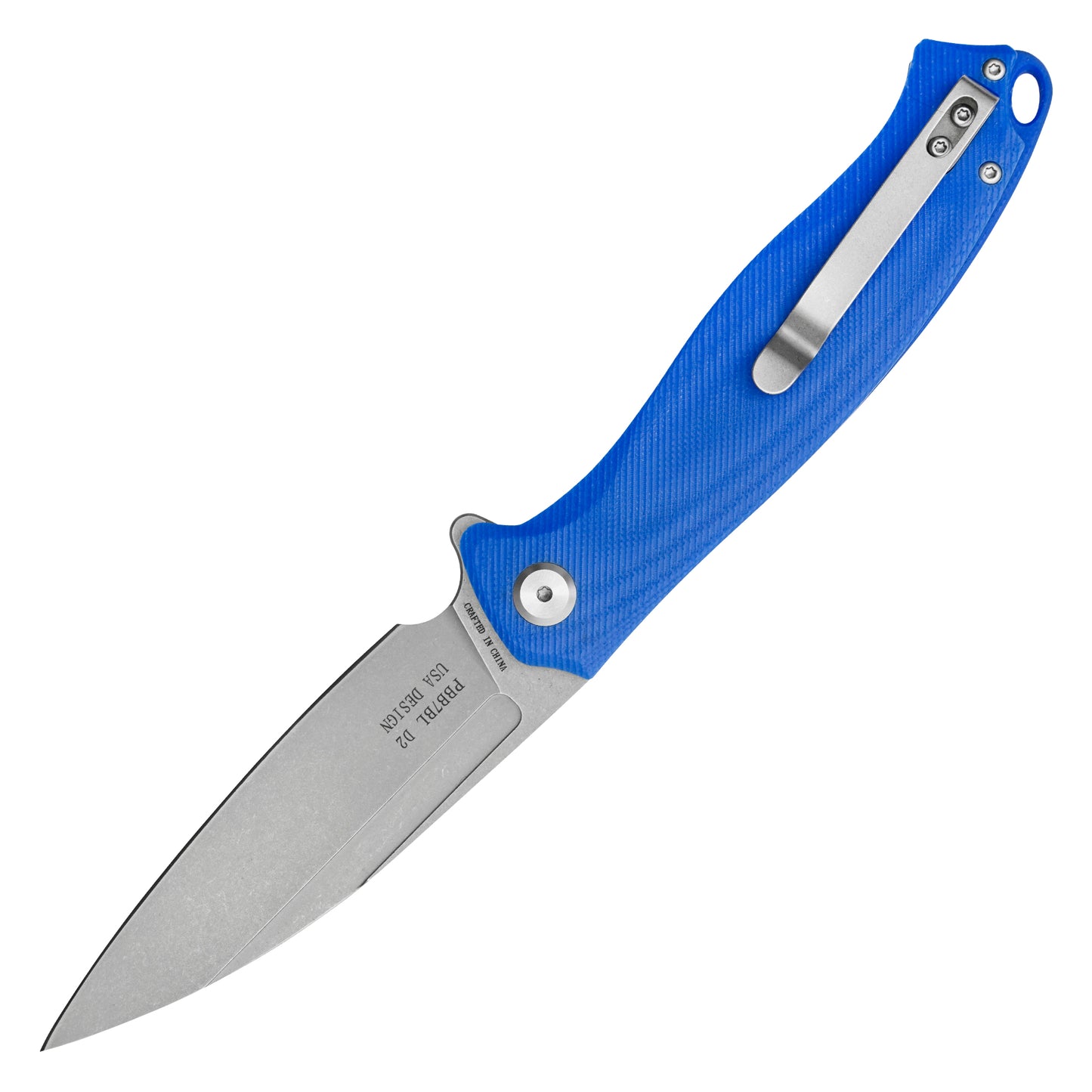 Buckshot Knives - 9" Blue Textured D2 Wharncliffe | Ball Bearing Pocket Knife