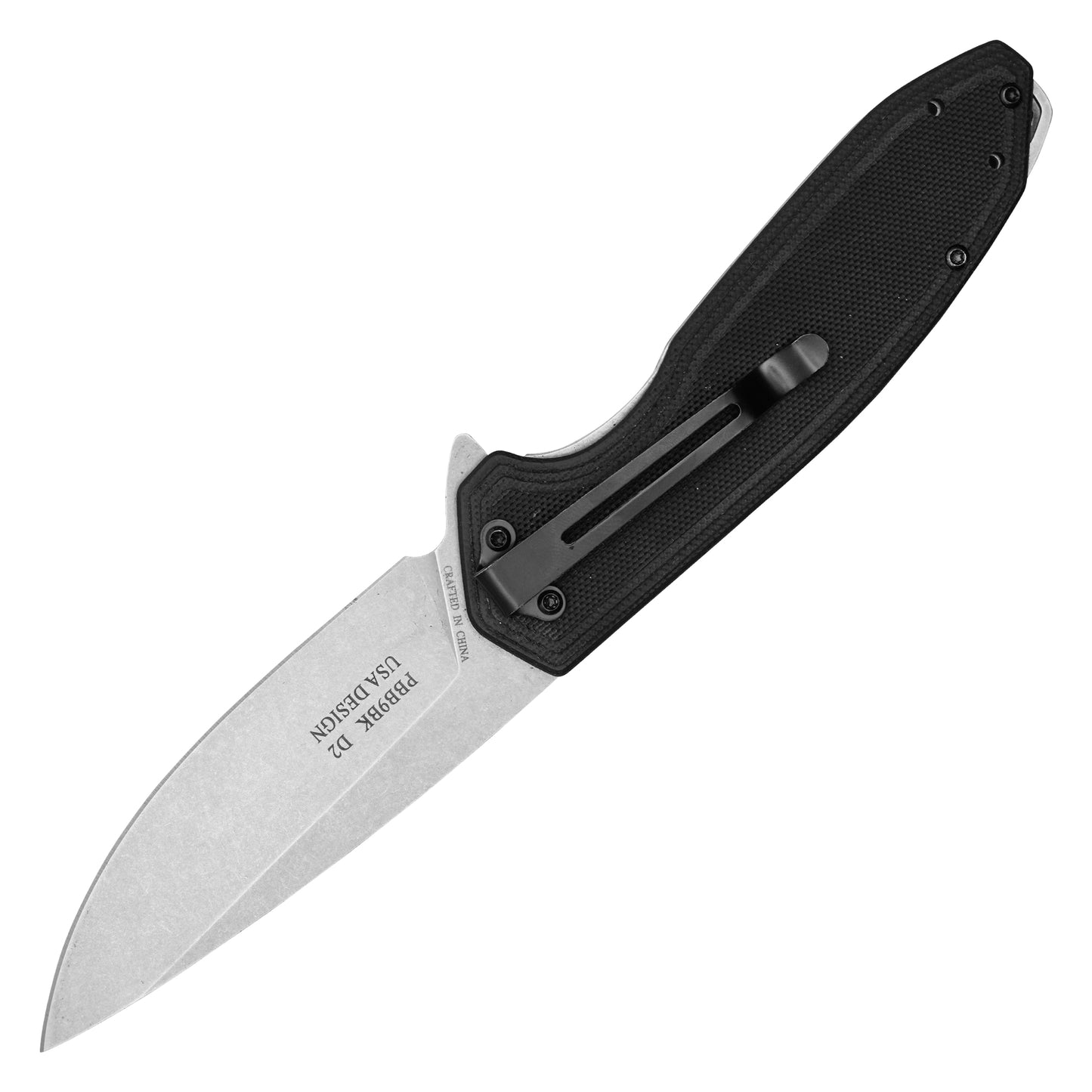 Buckshot Knives - 8.5" Black Stonewashed D2 Steel | Ball Bearing Pocket Knife