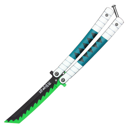 Demon Slayer - 8.75" Sanemi Shinazugawa's Nichirin Katana | Balisong Butterfly Trainer Knife