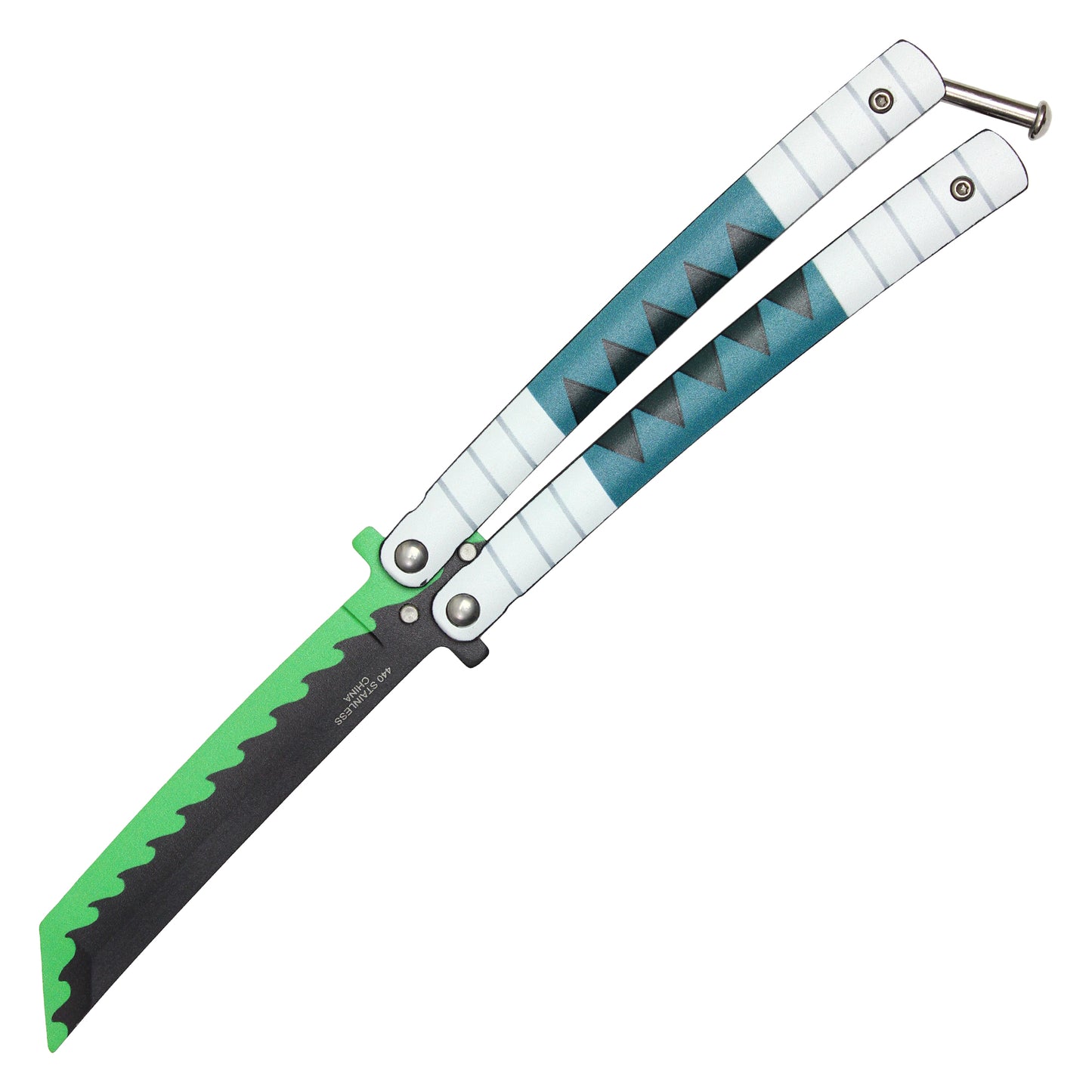 Demon Slayer - 8.75" Sanemi Shinazugawa's Nichirin Katana | Balisong Butterfly Trainer Knife