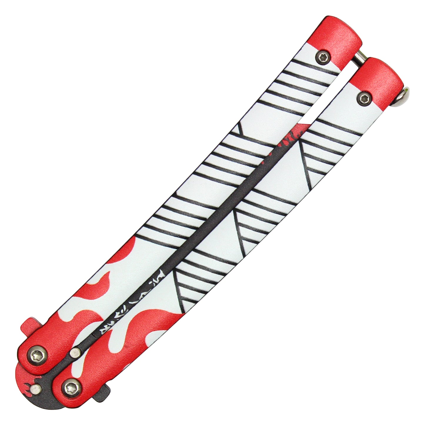 Demon Slayer - 8.75" Kyojuro Rengoku's Nichirin Katana | Balisong Butterfly Trainer Knife