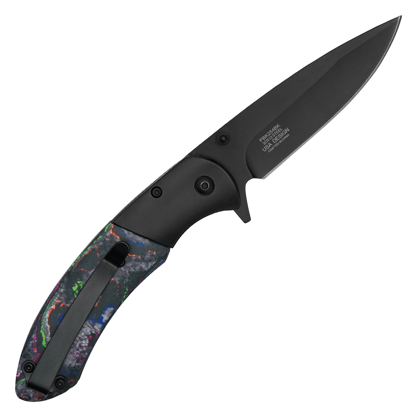 Buckshot Knives - 8” Black Marbled | Folding Pocket Knife