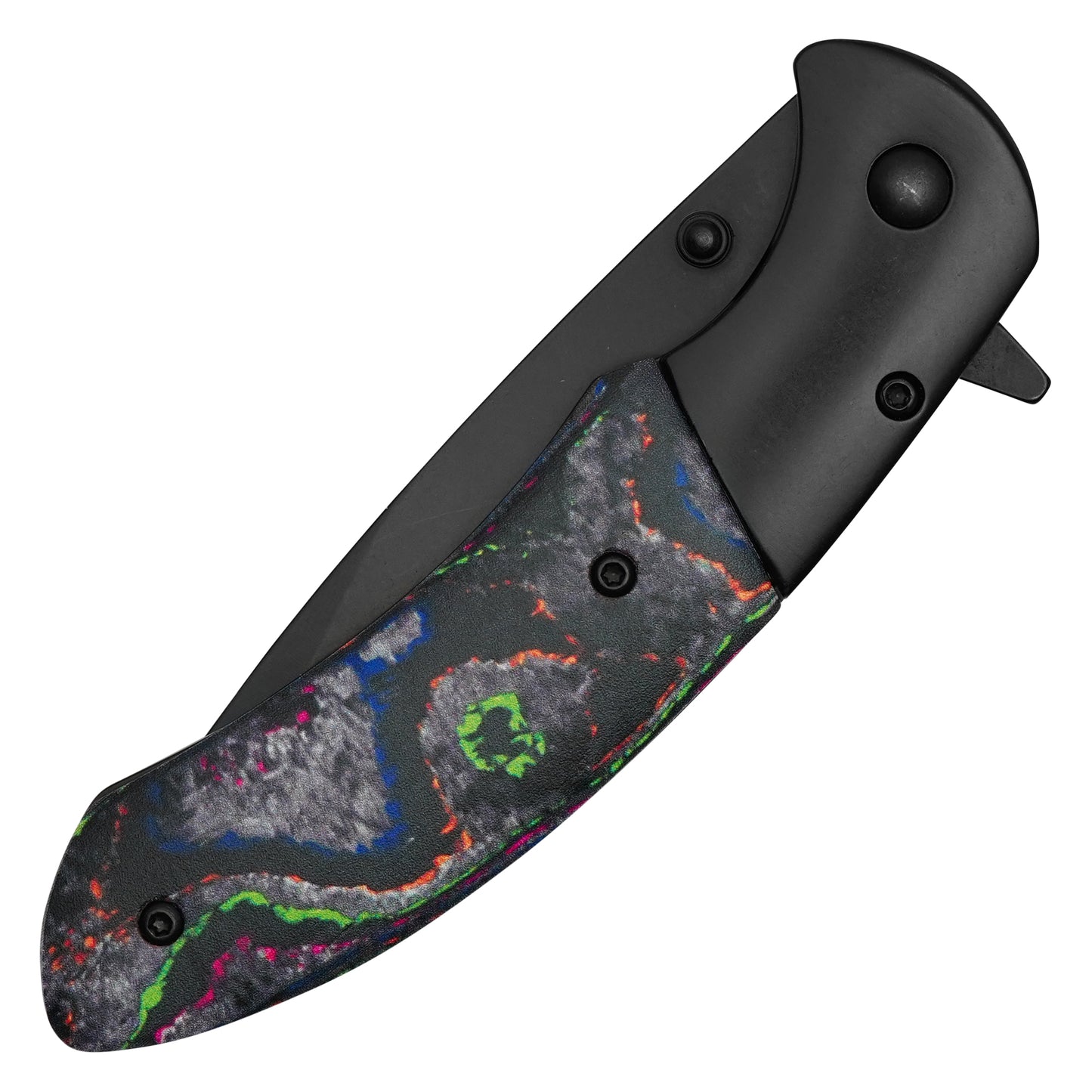 Buckshot Knives - 8” Black Marbled | Folding Pocket Knife
