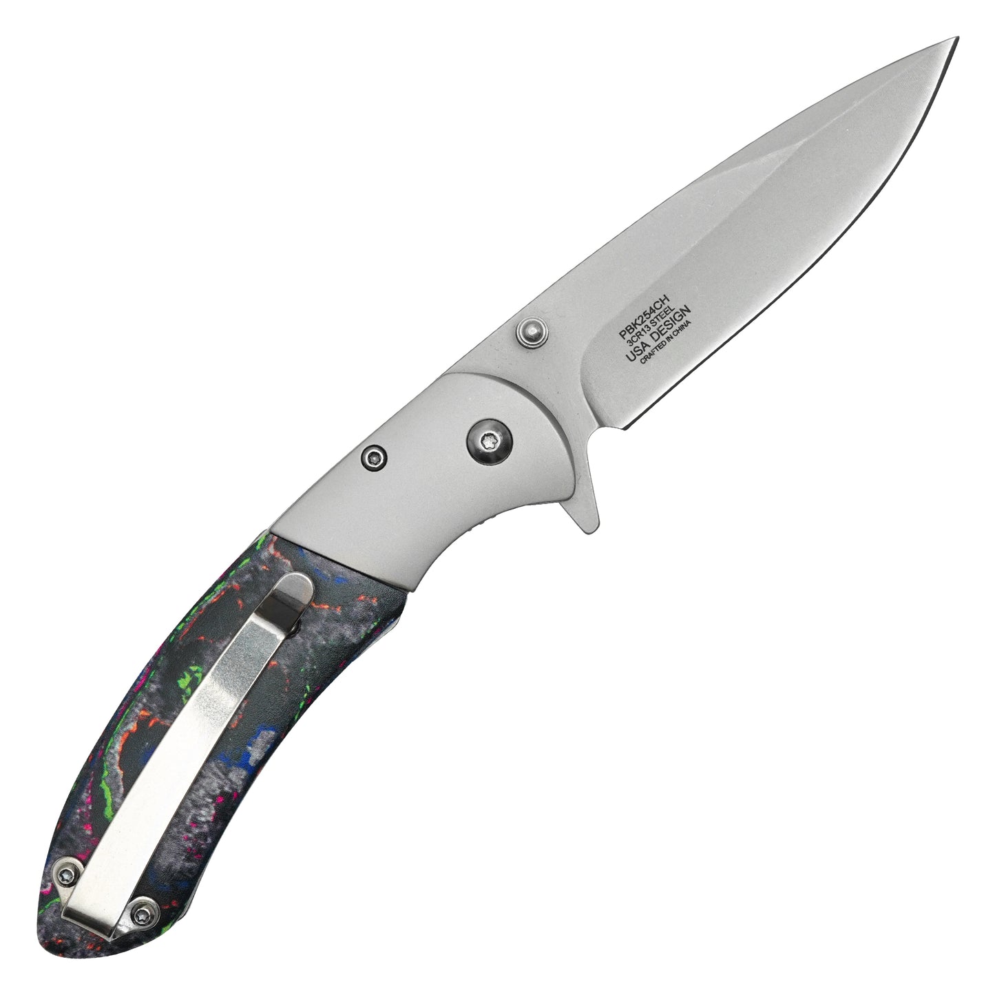 Buckshot Knives - 8” Silver Marbled | Folding Pocket Knife