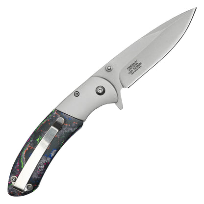 Buckshot Knives - 8” Silver Marbled | Folding Pocket Knife