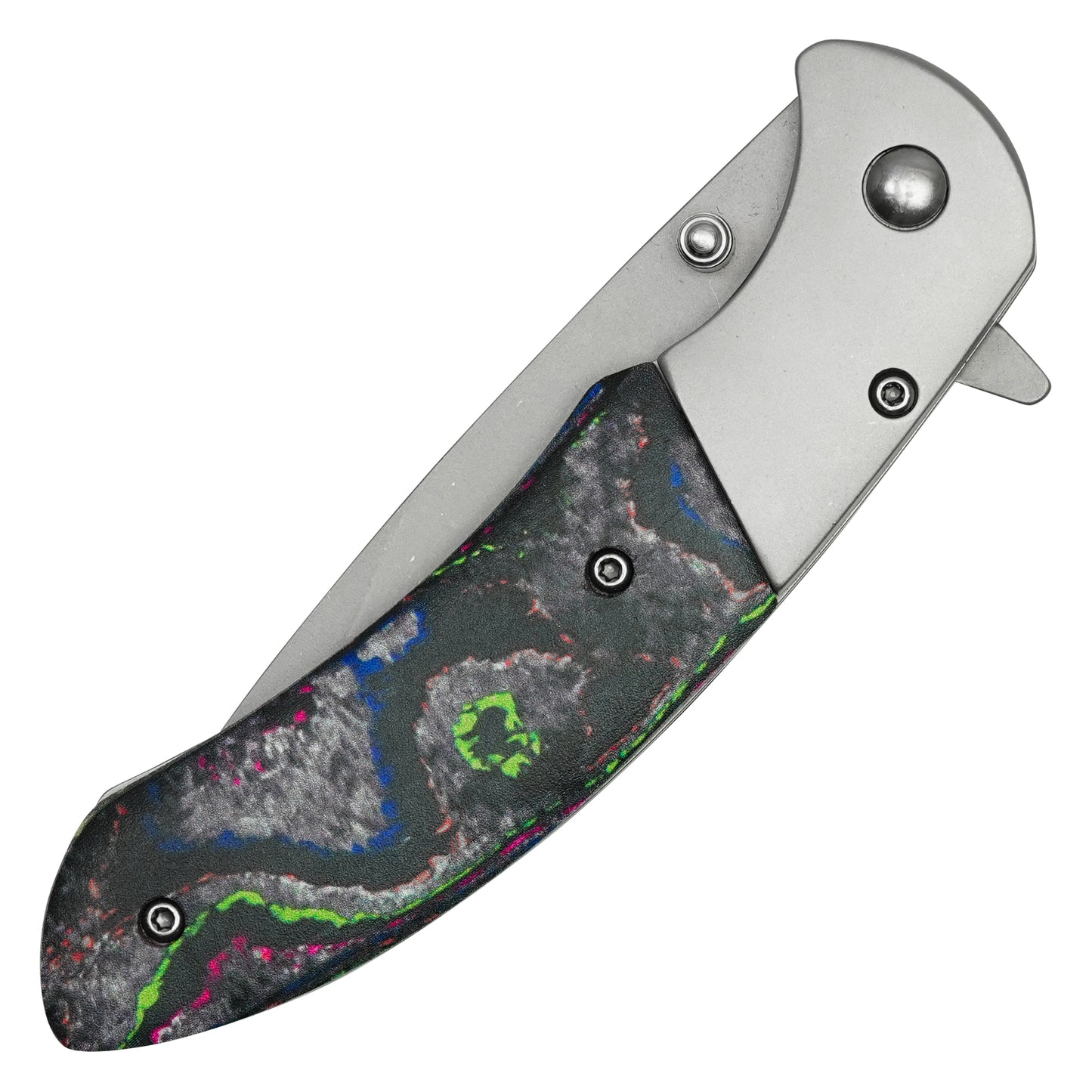 Buckshot Knives - 8” Silver Marbled | Folding Pocket Knife