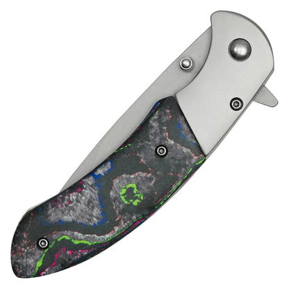 Buckshot Knives - 8” Silver Marbled | Folding Pocket Knife