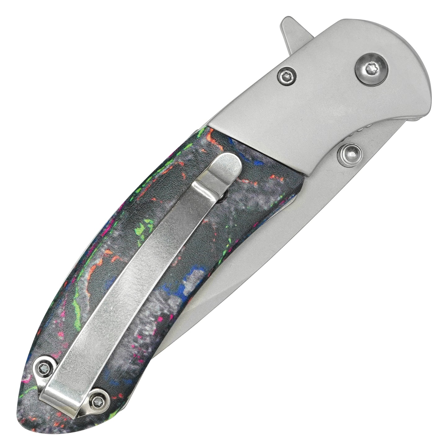 Buckshot Knives - 8” Silver Marbled | Folding Pocket Knife
