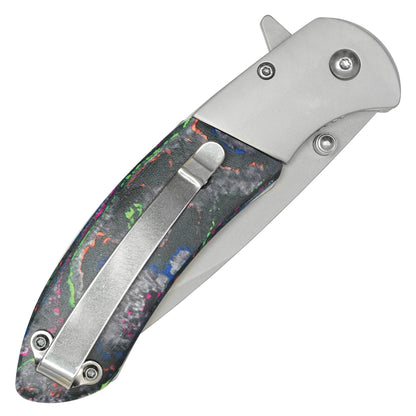 Buckshot Knives - 8” Silver Marbled | Folding Pocket Knife