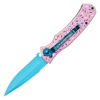 Sweet Treats - 8" Pink Sprinkles | Push Button Pocket Knife