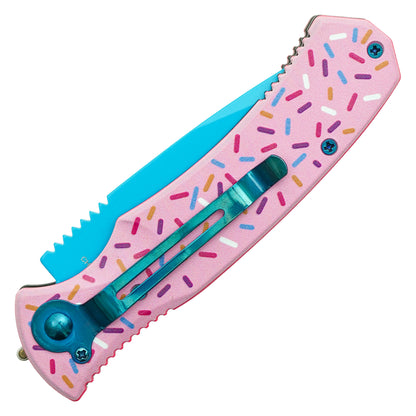 Sweet Treats - 8" Pink Sprinkles | Push Button Pocket Knife