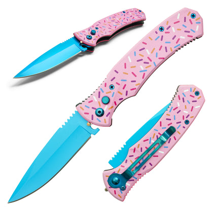 Sweet Treats - 8" Pink Sprinkles | Push Button Pocket Knife