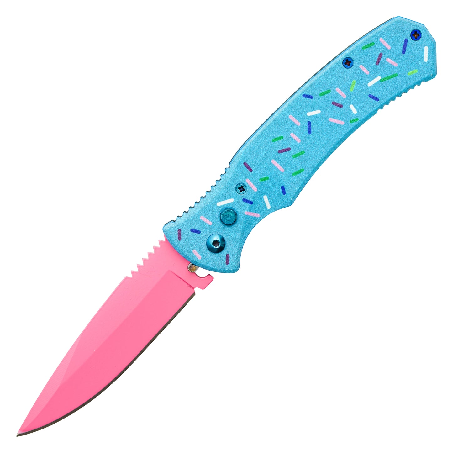 Sweet Treats - 8" Blue Sprinkles | Push Button Pocket Knife