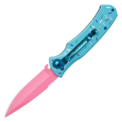 Sweet Treats - 8" Blue Sprinkles | Push Button Pocket Knife