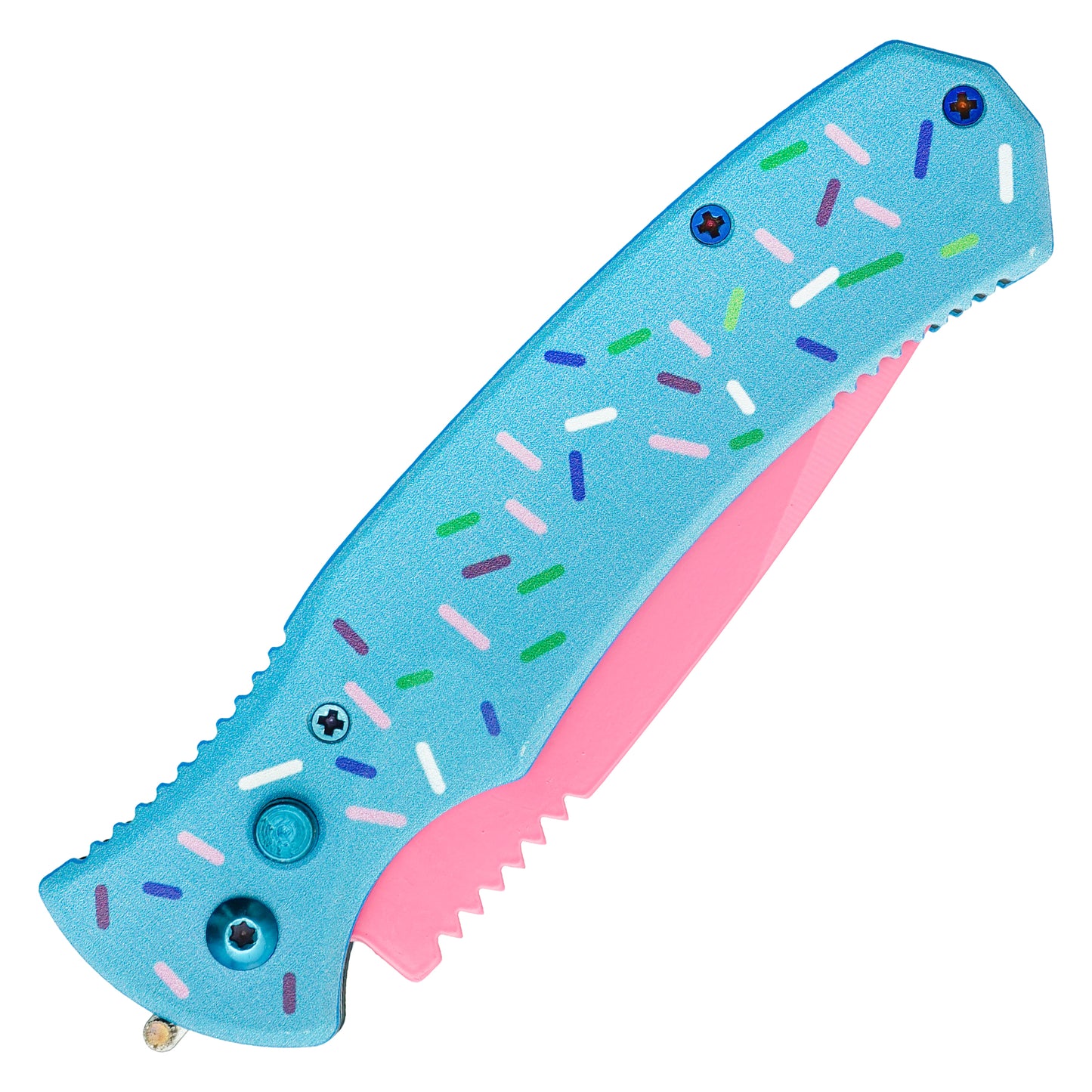 Sweet Treats - 8" Blue Sprinkles | Push Button Pocket Knife