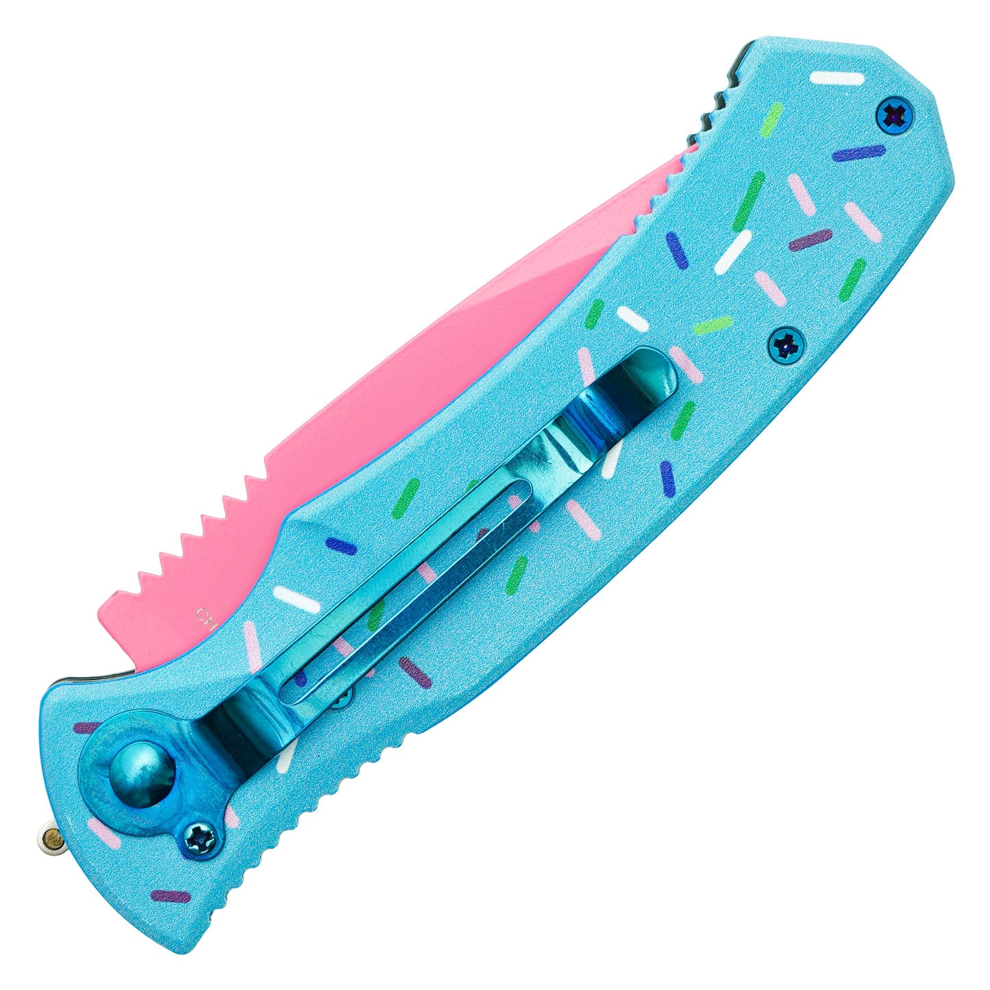 Sweet Treats - 8" Blue Sprinkles | Push Button Pocket Knife