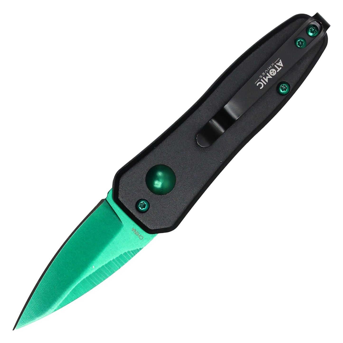 Atomic Knives - 5.25" Micro Green | Push Button Pocket Knife