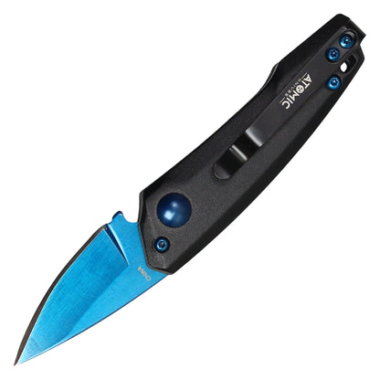 Atomic Knives - 5" Micro Blue Drop Point | Push Button Pocket Knife