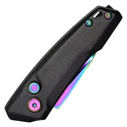 Atomic Knives - 5" Micro Rainbow Drop Point | Push Button Pocket Knife