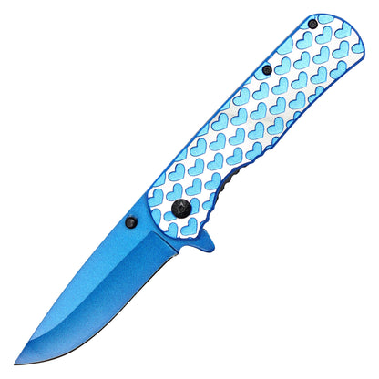 7.75" Blue Hearts Pocket Knife