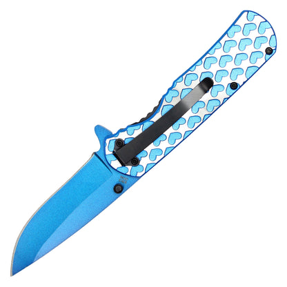 7.75" Blue Hearts Pocket Knife