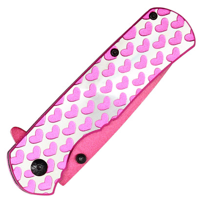 7.75" Pink Hearts Pocket Knife